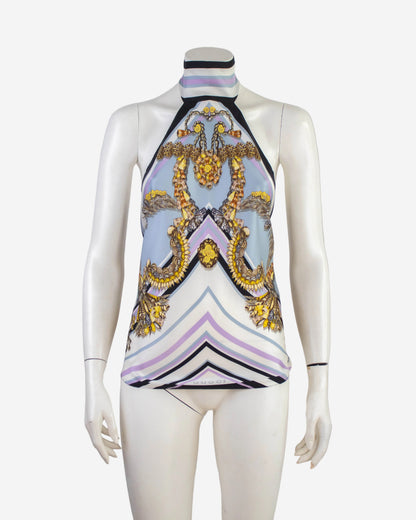 Vintage Gucci Resort 2009 Silk Seashell Print Scarf Tie Top