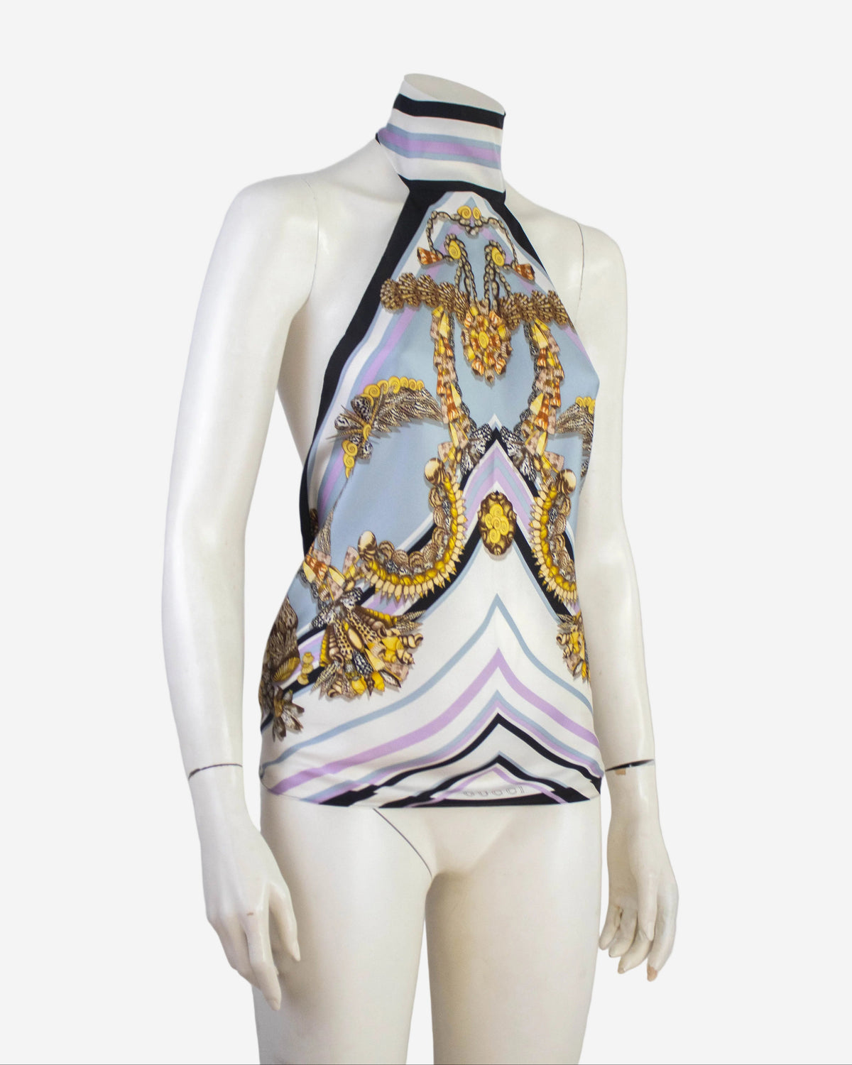 Vintage Gucci Resort 2009 Silk Seashell Print Scarf Tie Top