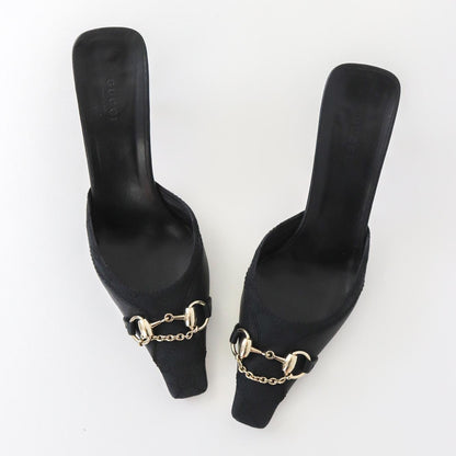 Vintage Gucci by Tom Ford Black GG Logo Monogram Mules Horsebit Heels / 39.5 (US 9.5)