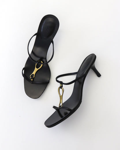 Vintage Gucci by Tom Ford Black Kitten Heel Mules Horsebit Detail / 37.5 (US 7.5)