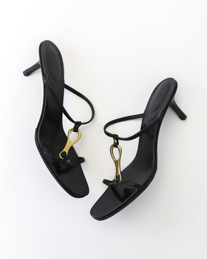 Vintage Gucci by Tom Ford Black Kitten Heel Mules Horsebit Detail / 37.5 (US 7.5)