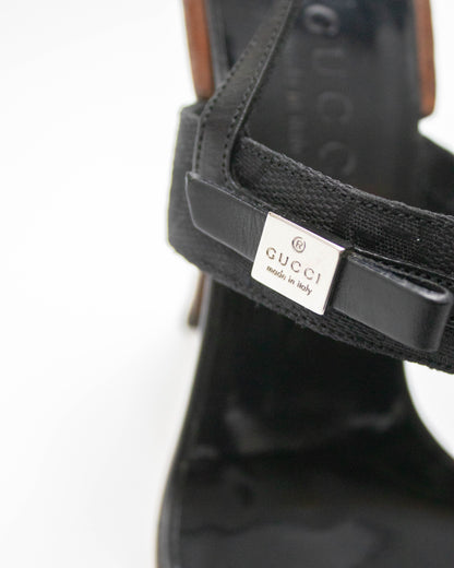 Vintage Gucci by Tom Ford Black Monogram Square Toe Heels / 36 (US 6)