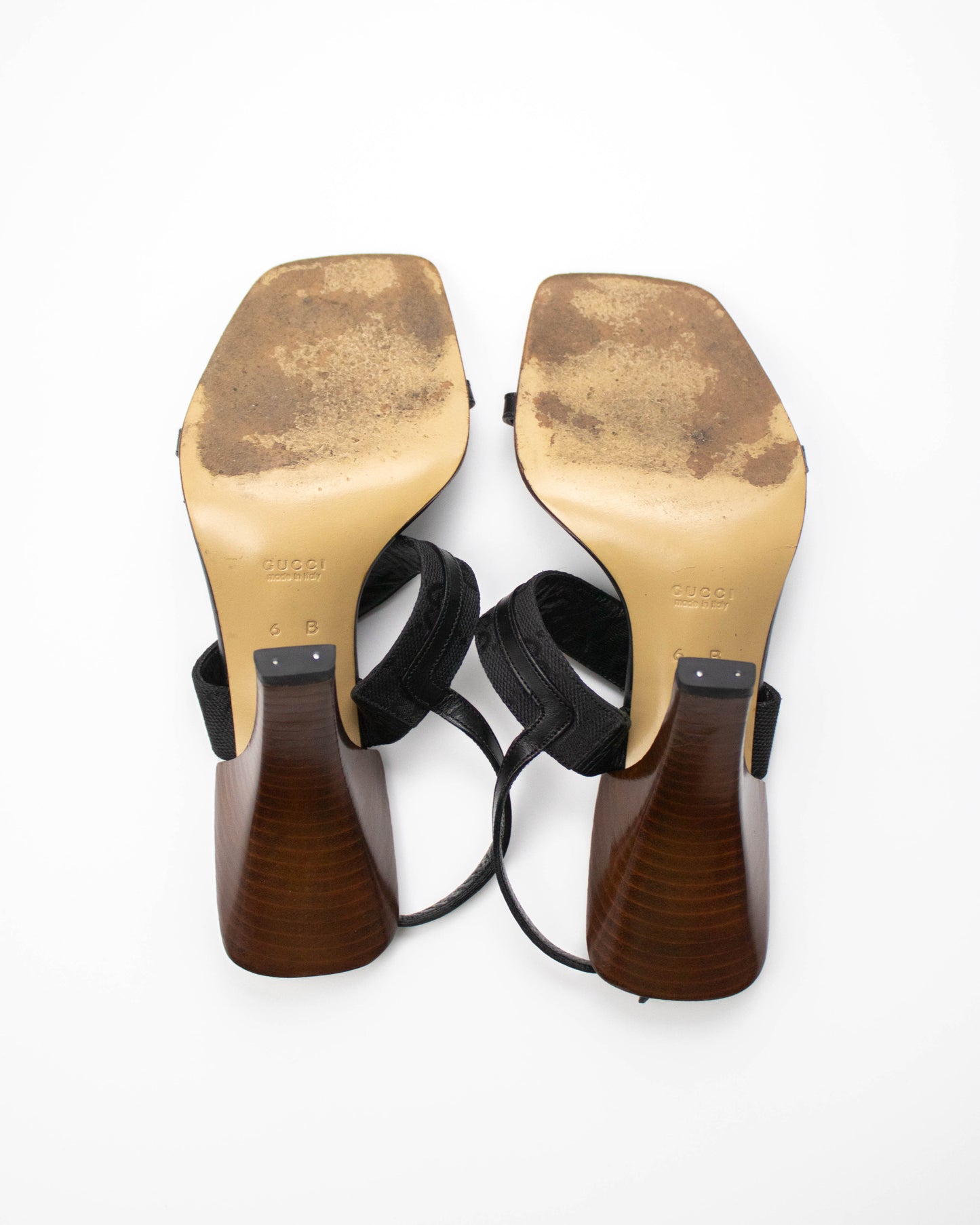 Vintage Gucci by Tom Ford Black Monogram Square Toe Heels / 36 (US 6)