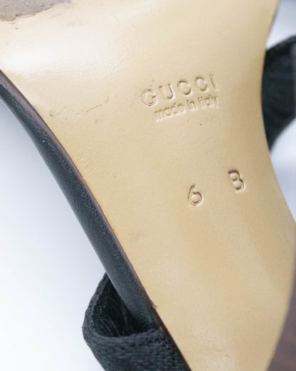 Vintage Gucci by Tom Ford Black Monogram Square Toe Heels / 36 (US 6)