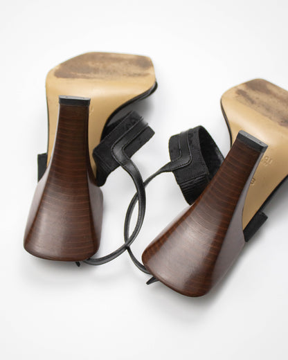 Vintage Gucci by Tom Ford Black Monogram Square Toe Heels / 36 (US 6)
