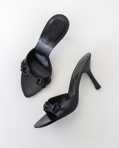 Vintage Gucci by Tom Ford Black Mule Heels Horsebit Detail / 36 (US 6)