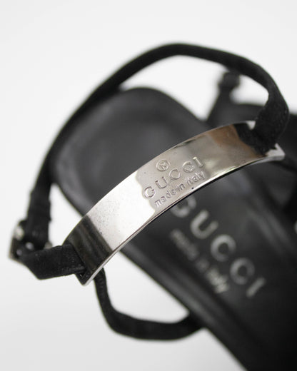 Vintage Gucci by Tom Ford Black Suede Pumps Logo Plate Detail / 35.5 (US 5.5)