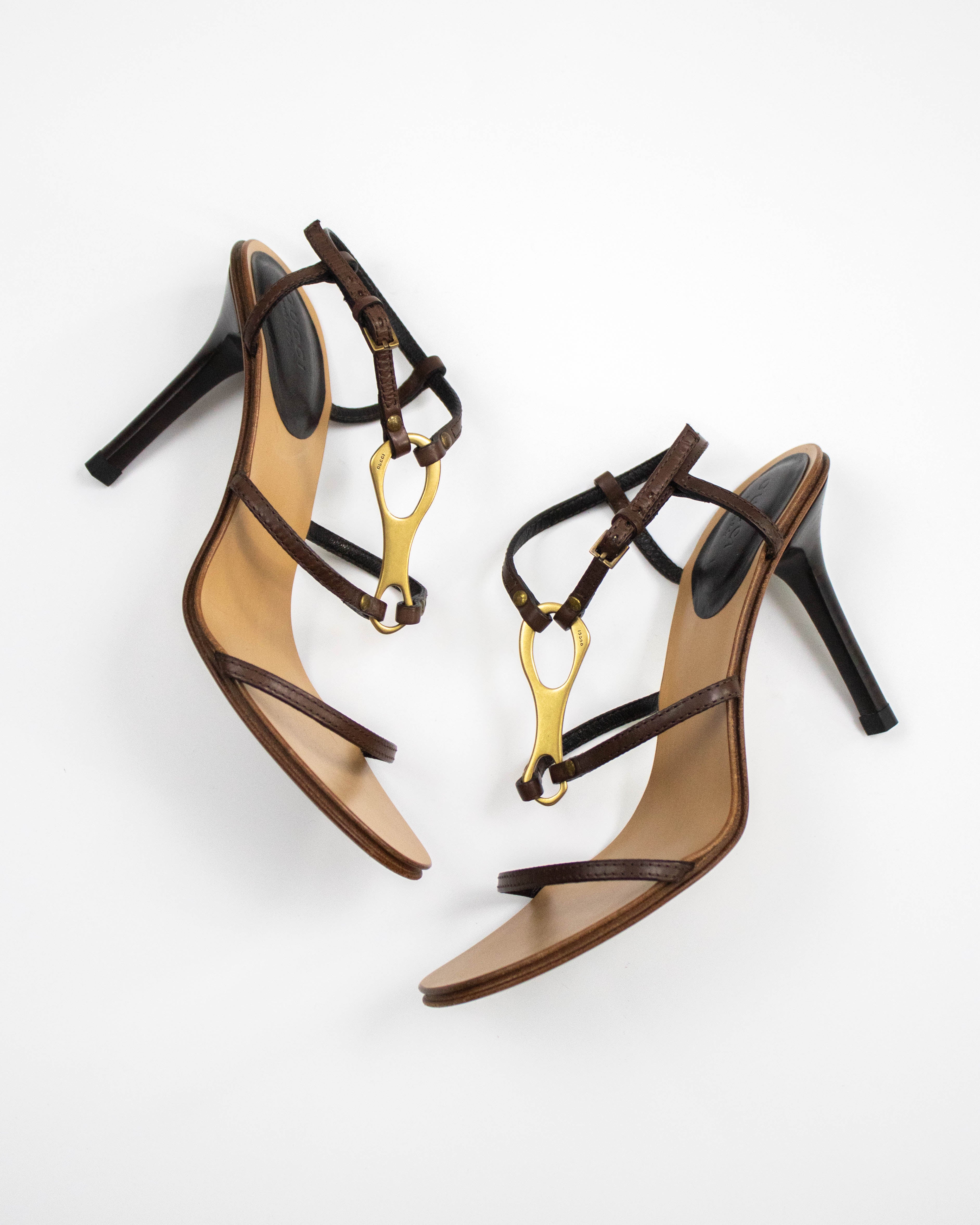 Vintage Gucci by Tom Ford Brown Ankle Strap Sandals Horsebit
