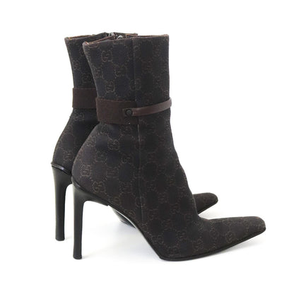 Vintage Gucci by Tom Ford Brown GG Monogram Canvas Ankle Boots Heels / 36.5 (US 6.5)