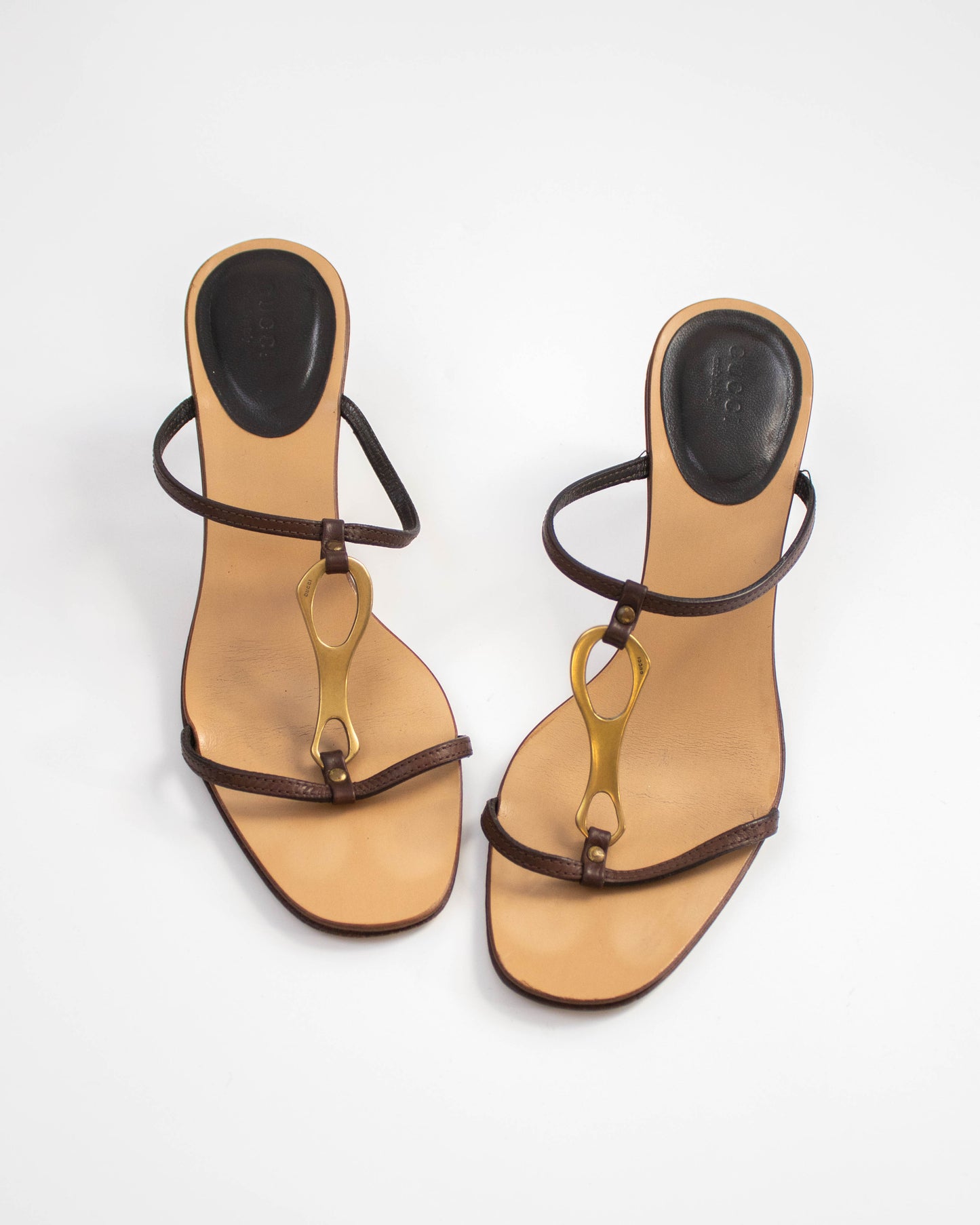 Vintage Gucci by Tom Ford Brown Leather Kitten Heel Mules Horsebit Detail / 38 (US 8)