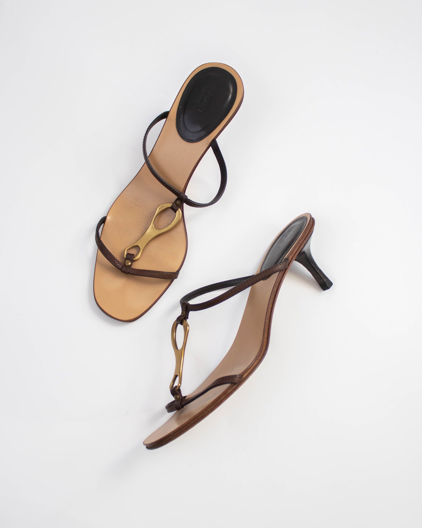 Vintage Gucci by Tom Ford Brown Leather Kitten Heel Mules Horsebit Detail / 38 (US 8)