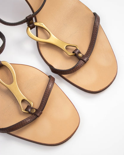 Vintage Gucci by Tom Ford Brown Leather Kitten Heel Mules Horsebit Detail / 38 (US 8)