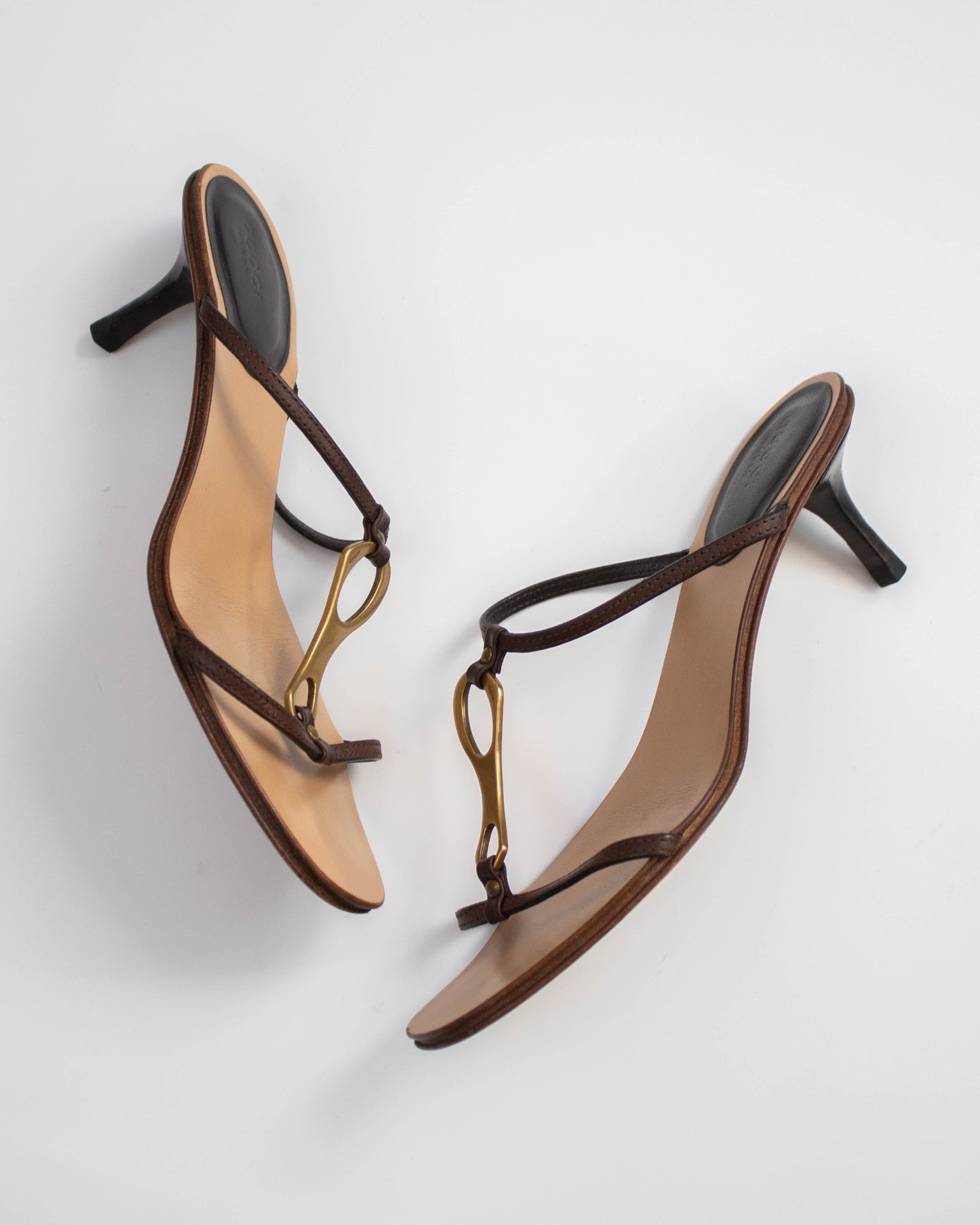 Vintage Gucci by Tom Ford Brown Leather Kitten Heel Mules Horsebit Detail / 38 (US 8)