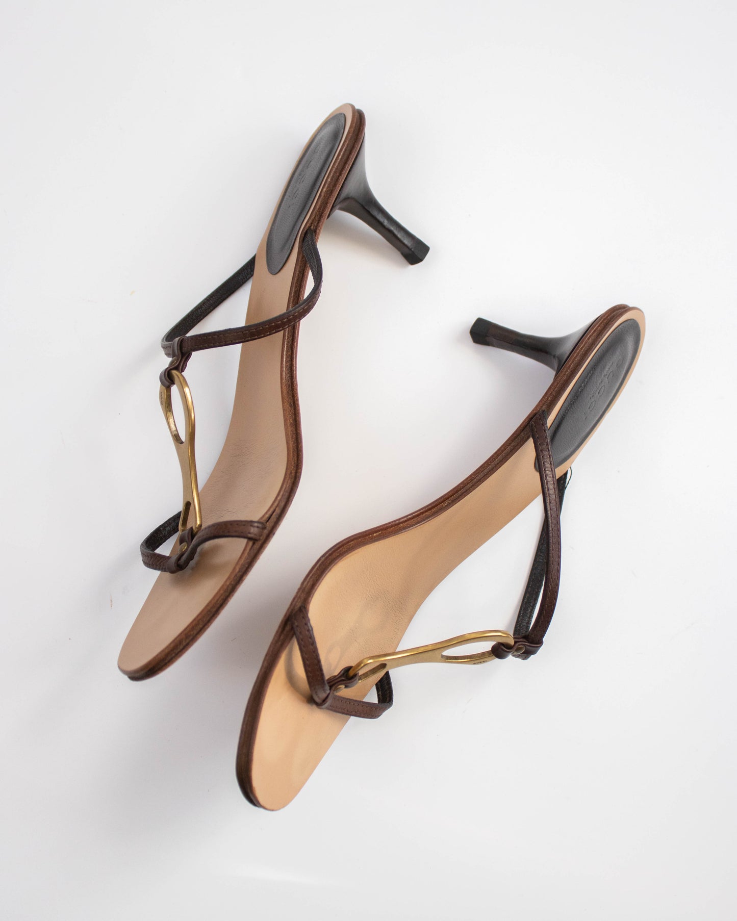 Vintage Gucci by Tom Ford Brown Leather Kitten Heel Mules Horsebit Detail / 38 (US 8)