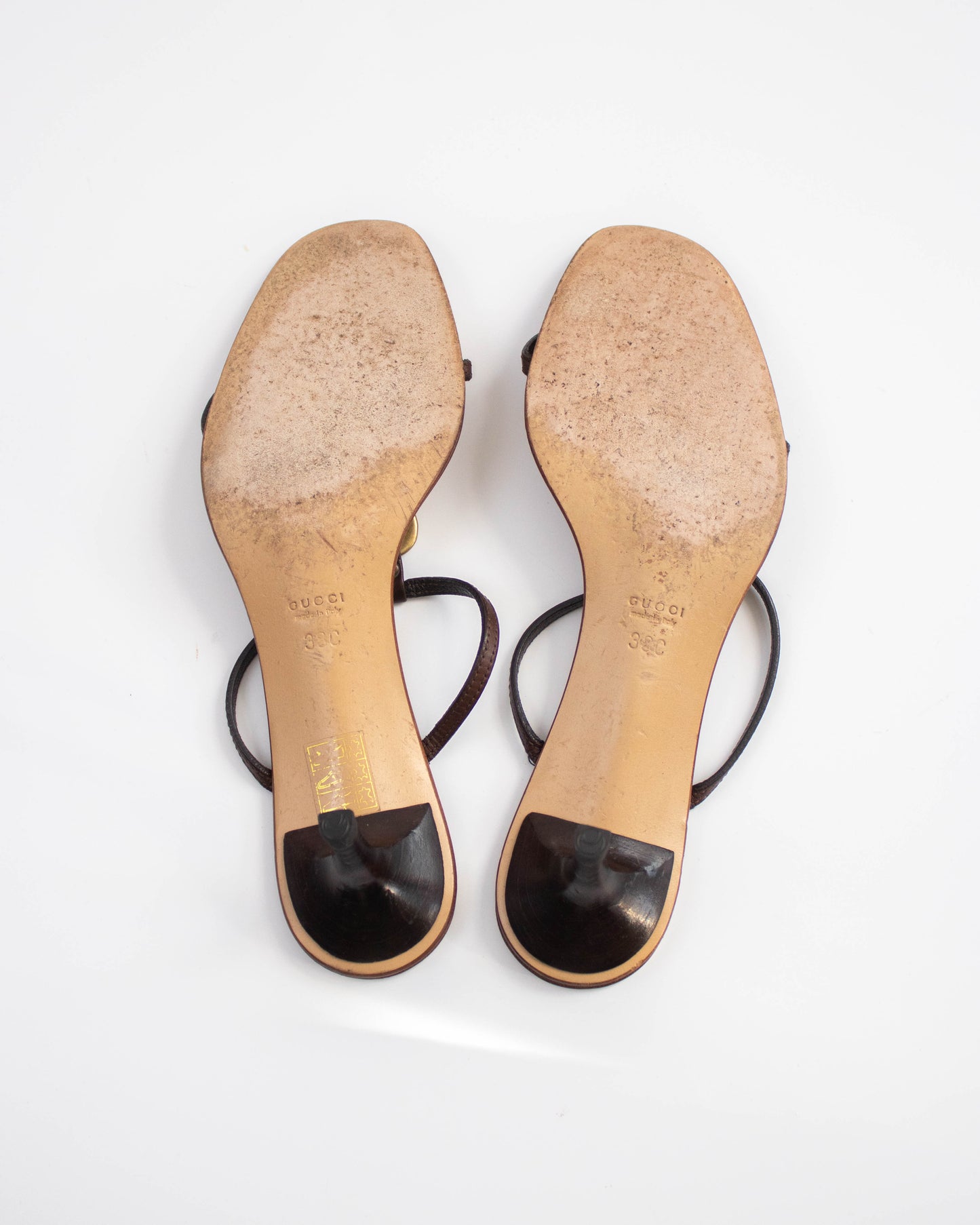 Vintage Gucci by Tom Ford Brown Leather Kitten Heel Mules Horsebit Detail / 38 (US 8)