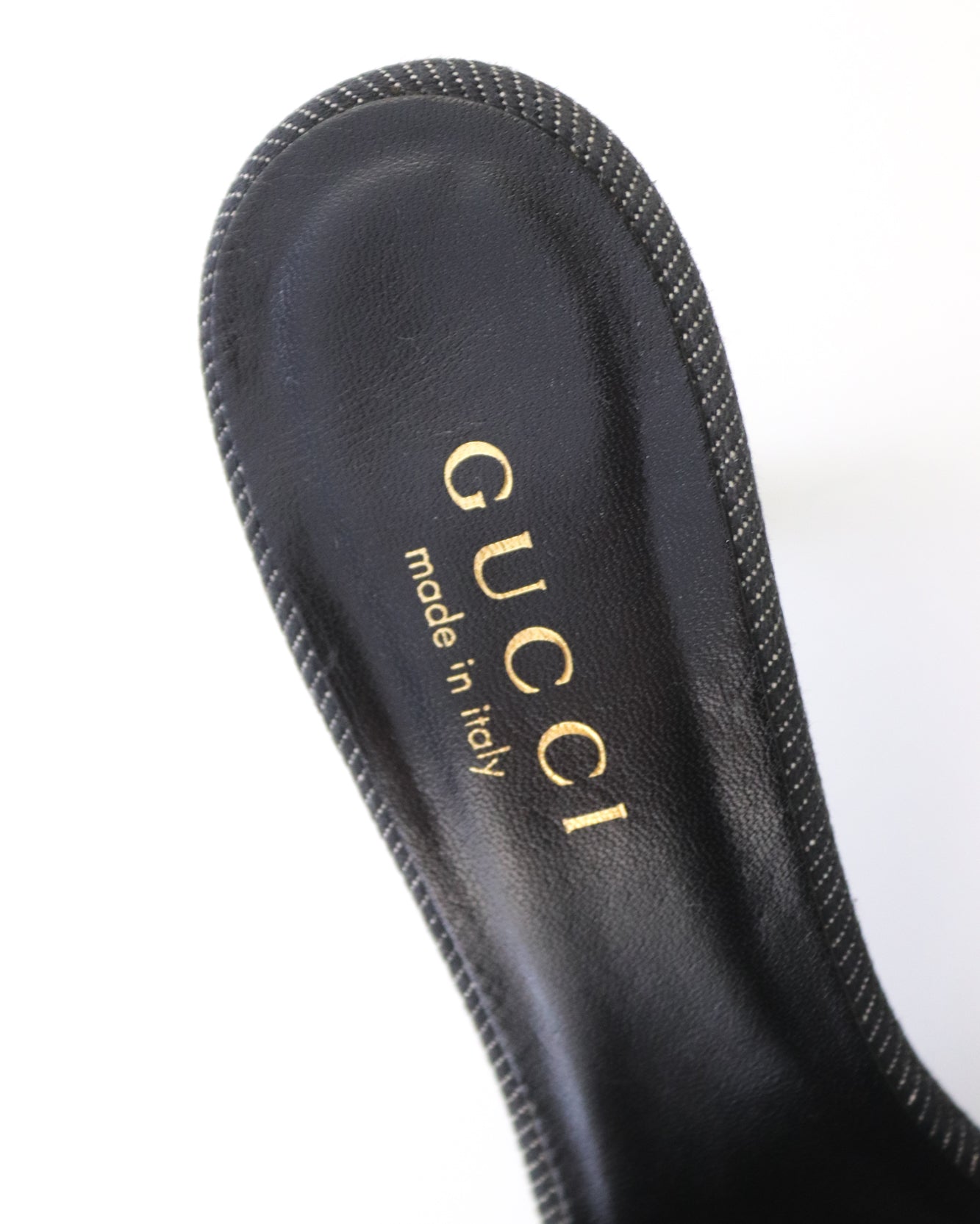 Vintage Gucci by Tom Ford Denim Mule Heels Logo Plates Detail / 36 (US 6)