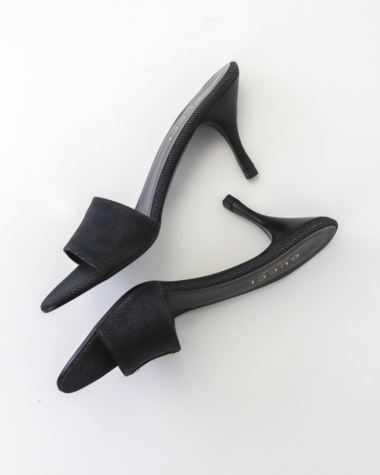 Vintage Gucci by Tom Ford Denim Mule Heels Logo Plates Detail / 36 (US 6)