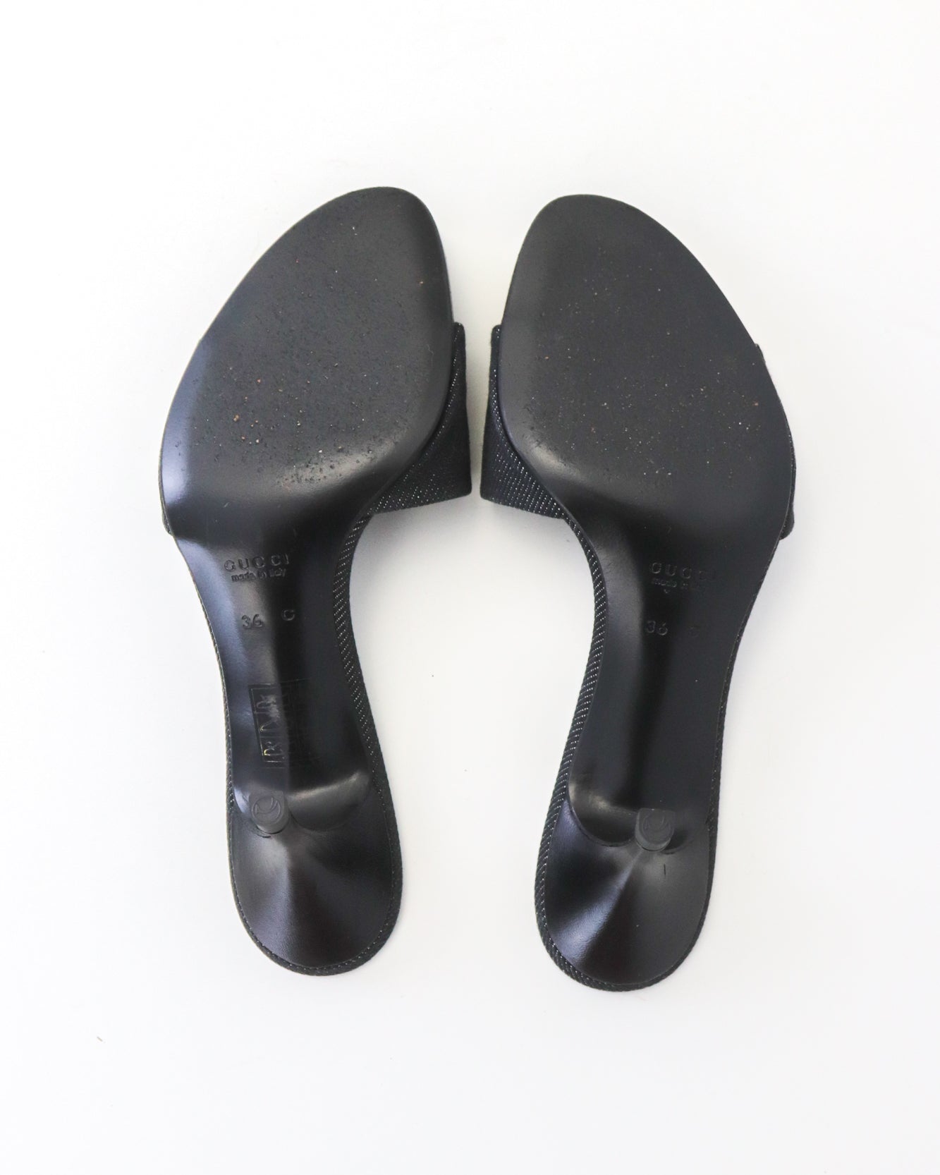 Vintage Gucci by Tom Ford Denim Mule Heels Logo Plates Detail / 36 (US 6)