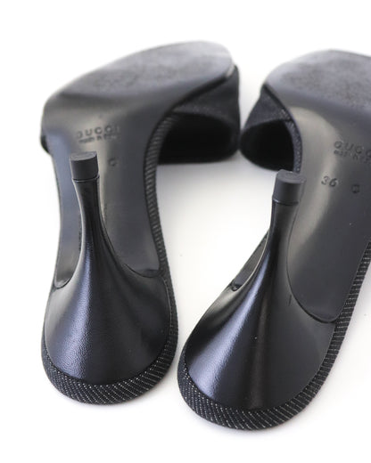 Vintage Gucci by Tom Ford Denim Mule Heels Logo Plates Detail / 36 (US 6)