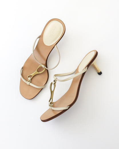 Vintage Gucci by Tom Ford Ivory Leather Kitten Heel Mules Horsebit Detail / 36 (US 6)