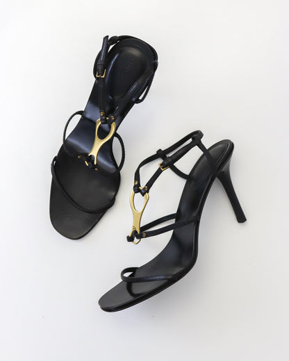 Vintage Gucci by Tom Ford Leather Strappy Sandals Metal Horsebit Detail / 38.5 ( US 8.5)