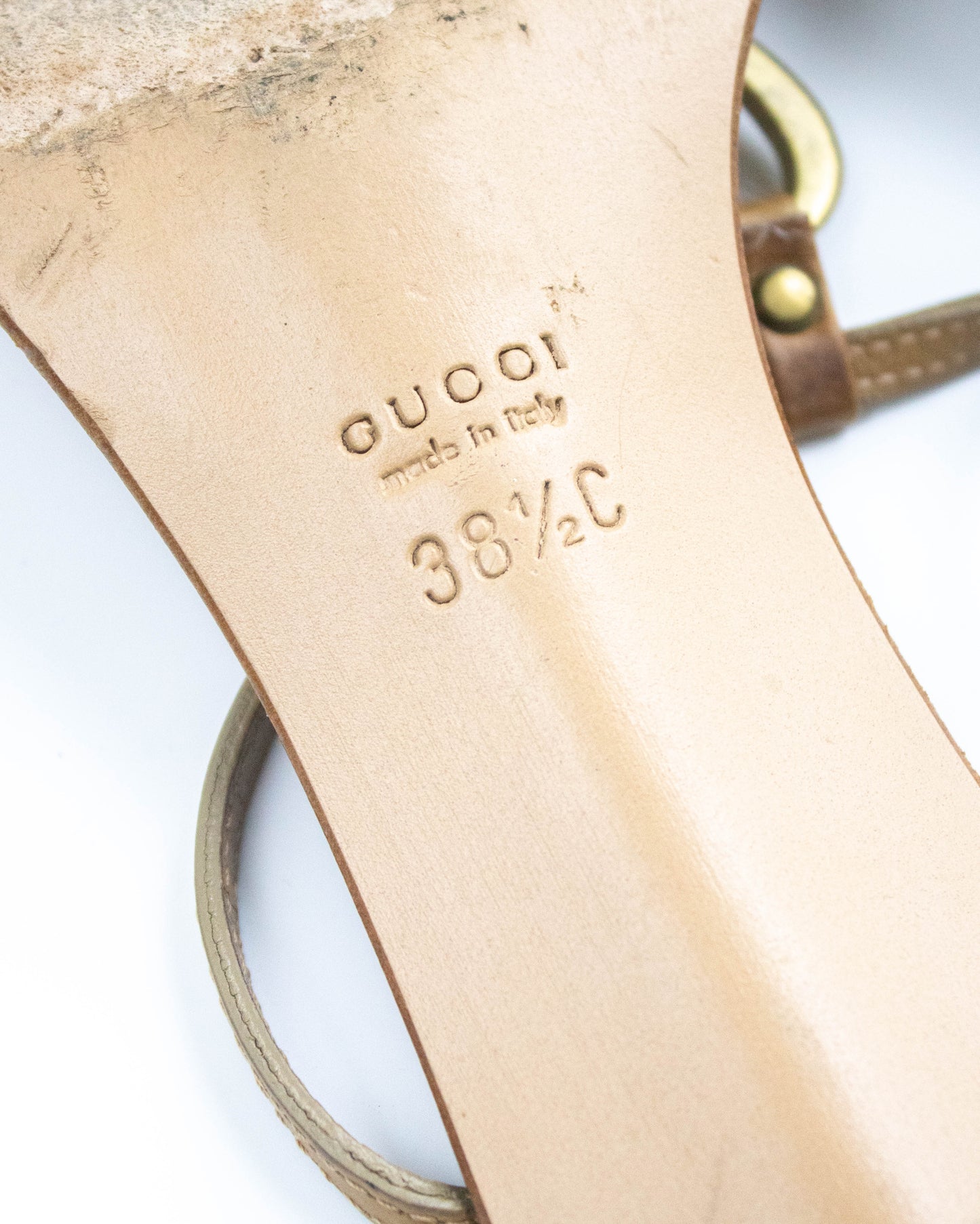 Vintage Gucci by Tom Ford Tan Leather Kitten Heel Mules Horsebit Detail / 38.5 (US 8.5)