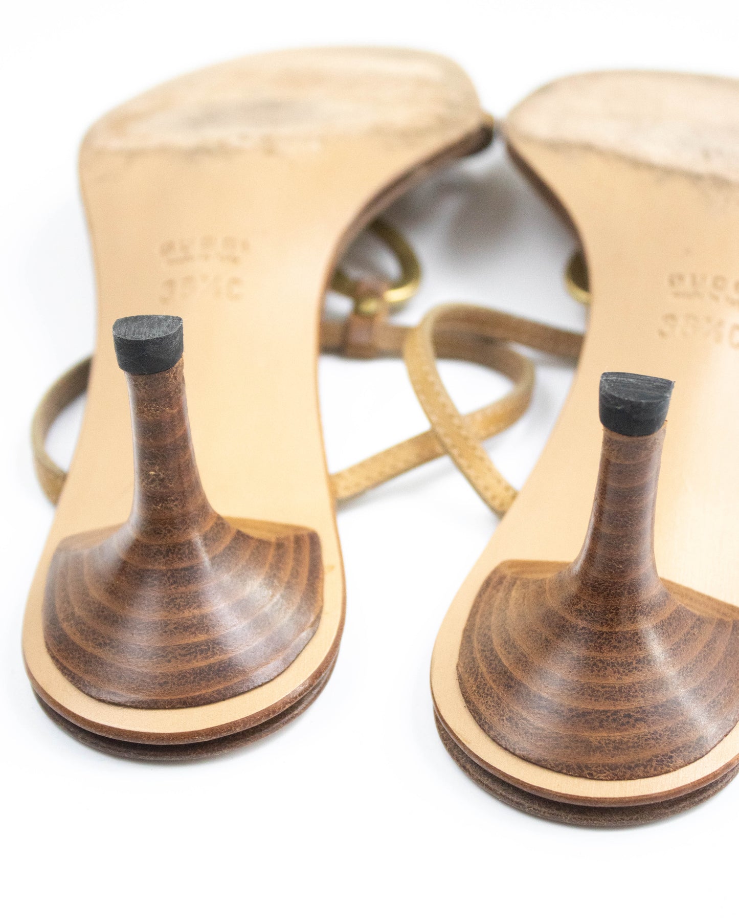 Vintage Gucci by Tom Ford Tan Leather Kitten Heel Mules Horsebit Detail / 38.5 (US 8.5)