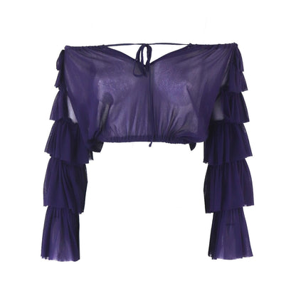 Vintage Jean Paul Gaultier Soleil Sea Life Purple Mesh Cropped Top / S