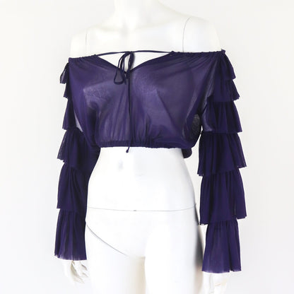 Vintage Jean Paul Gaultier Soleil Sea Life Purple Mesh Cropped Top / S