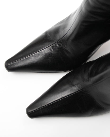 Vintage Jimmy Choo Black Leather Pointed Toe Boots / 38.5 (US 8.5)