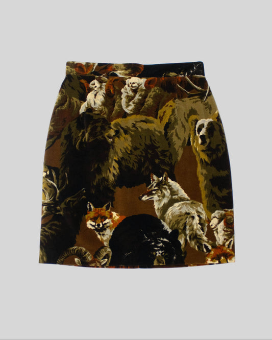 Vintage Kenzo Jungle Animal Print Velvet Skirt / M