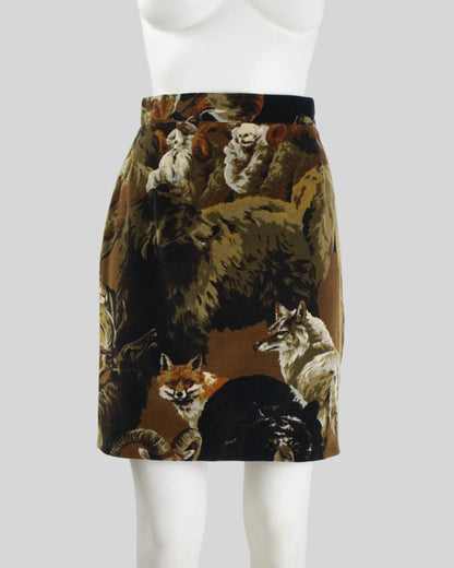 Vintage Kenzo Jungle Animal Print Velvet Skirt / M