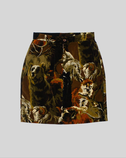 Vintage Kenzo Jungle Animal Print Velvet Skirt / M