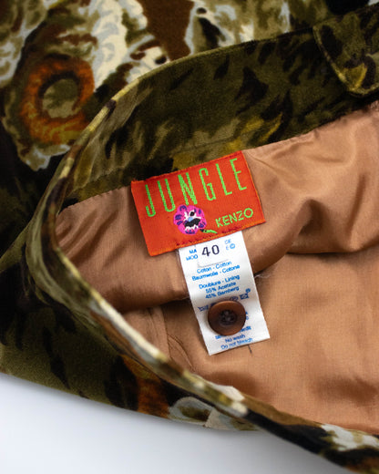Vintage Kenzo Jungle Animal Print Velvet Skirt / M