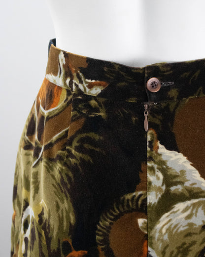 Vintage Kenzo Jungle Animal Print Velvet Skirt / M