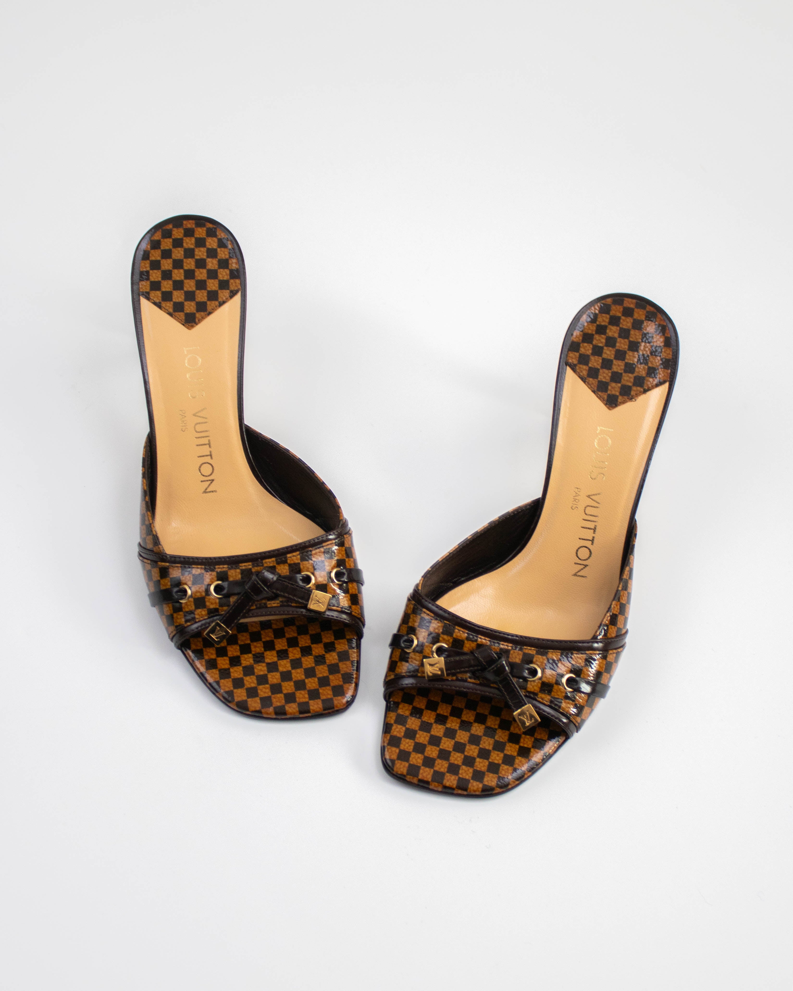 Vintage Louis Vuitton Damier Bow Detail Mule Heels / 36 (US 6