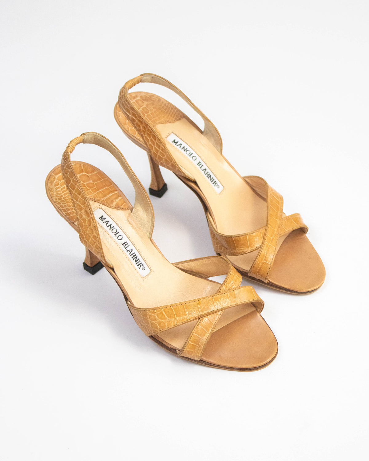Vintage Manolo Blahnik Beige Callasli Slingback Heels / 35 (US 5)