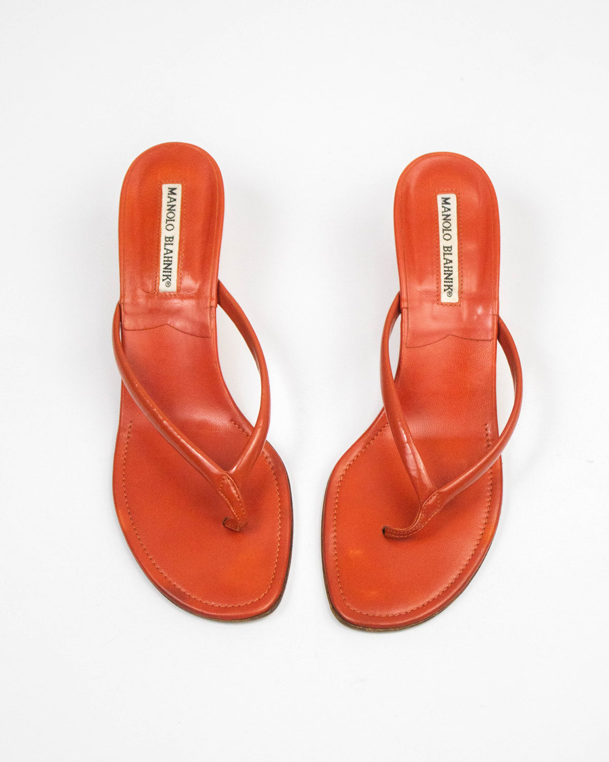 Vintage Manolo Blahnik Coral Thong Kitten Heel Mules / 38 (US 8)
