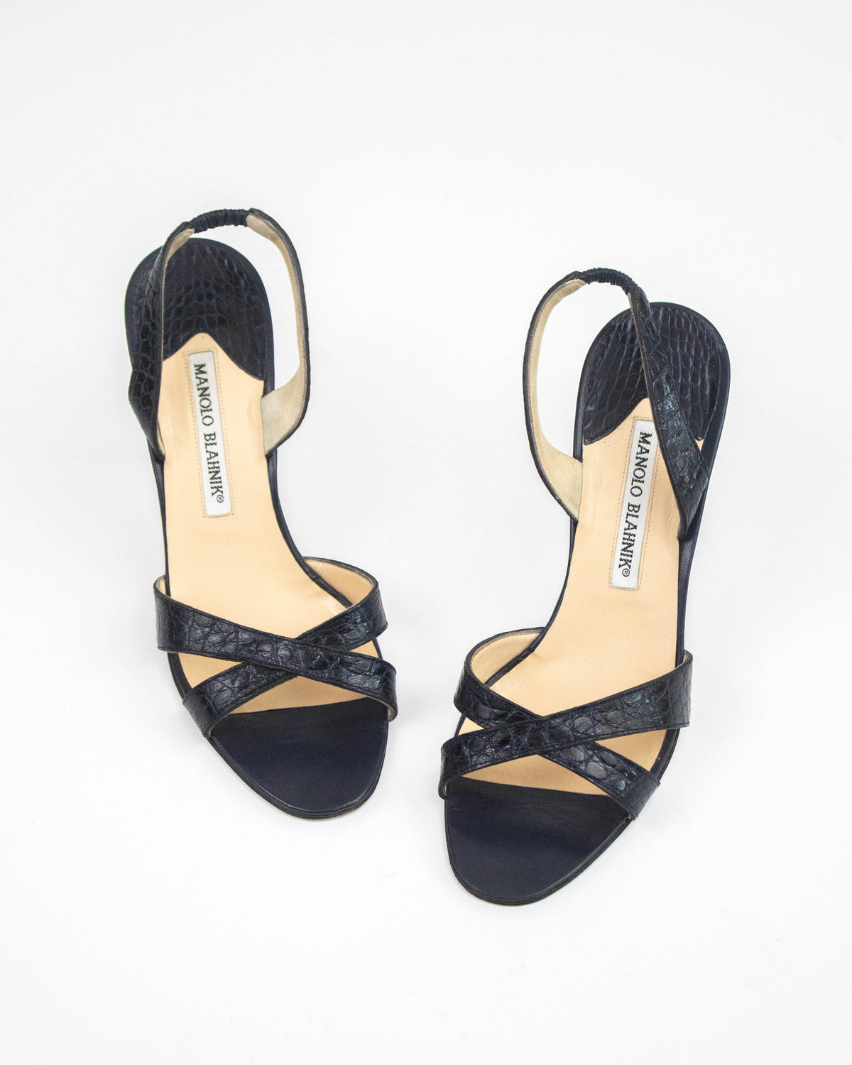 Vintage Manolo Blahnik Navy Callasli Slingback Heels / 37 (US 7)
