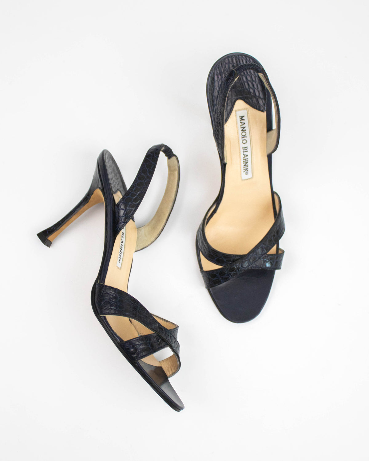 Vintage Manolo Blahnik Navy Callasli Slingback Heels / 37 (US 7)