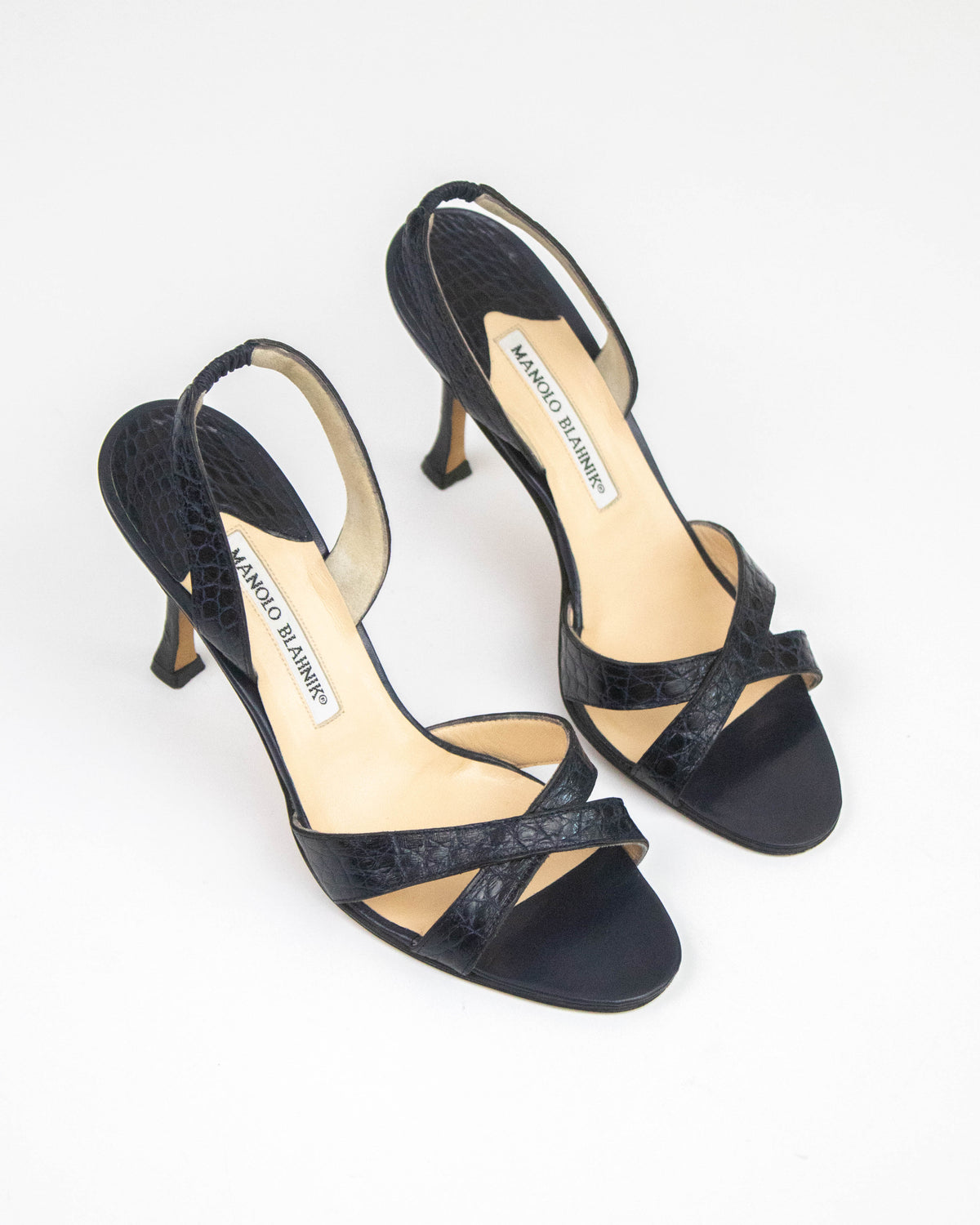 Vintage Manolo Blahnik Navy Callasli Slingback Heels / 37 (US 7)