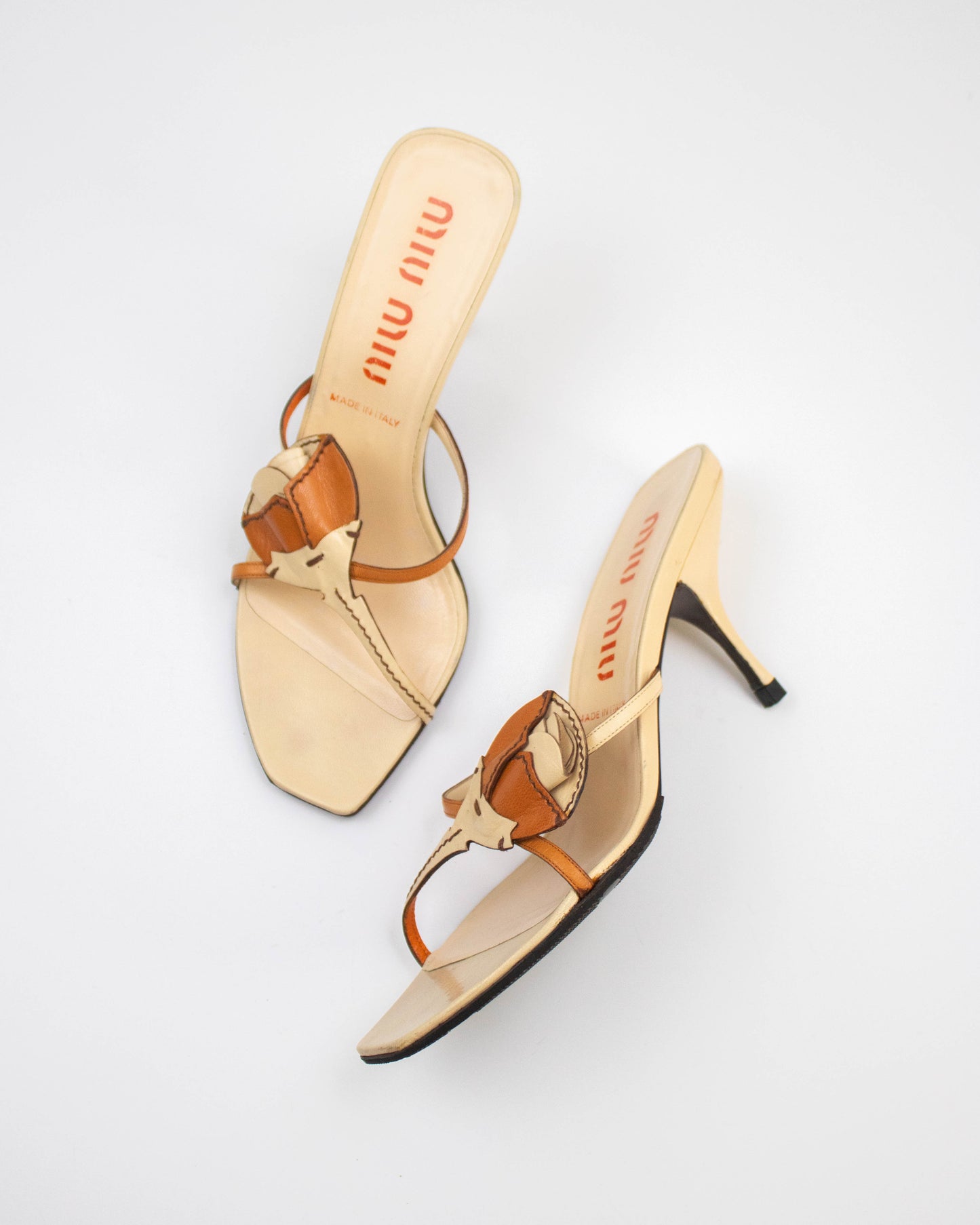 Vintage Miu Miu Flower Applique Mule Heels / 38 (US 8)