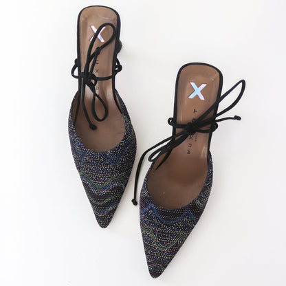 Vintage Muxart Barcelona Pointed Toe Mules Lace Up Kitten Heels / 37 (US 7)