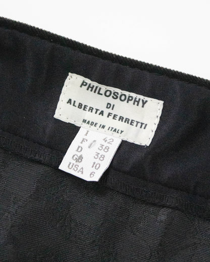 Vintage Philosophy di Alberta Ferretti Black Silk Dragon Brocade Wrap Skirt / IT 42 (S)