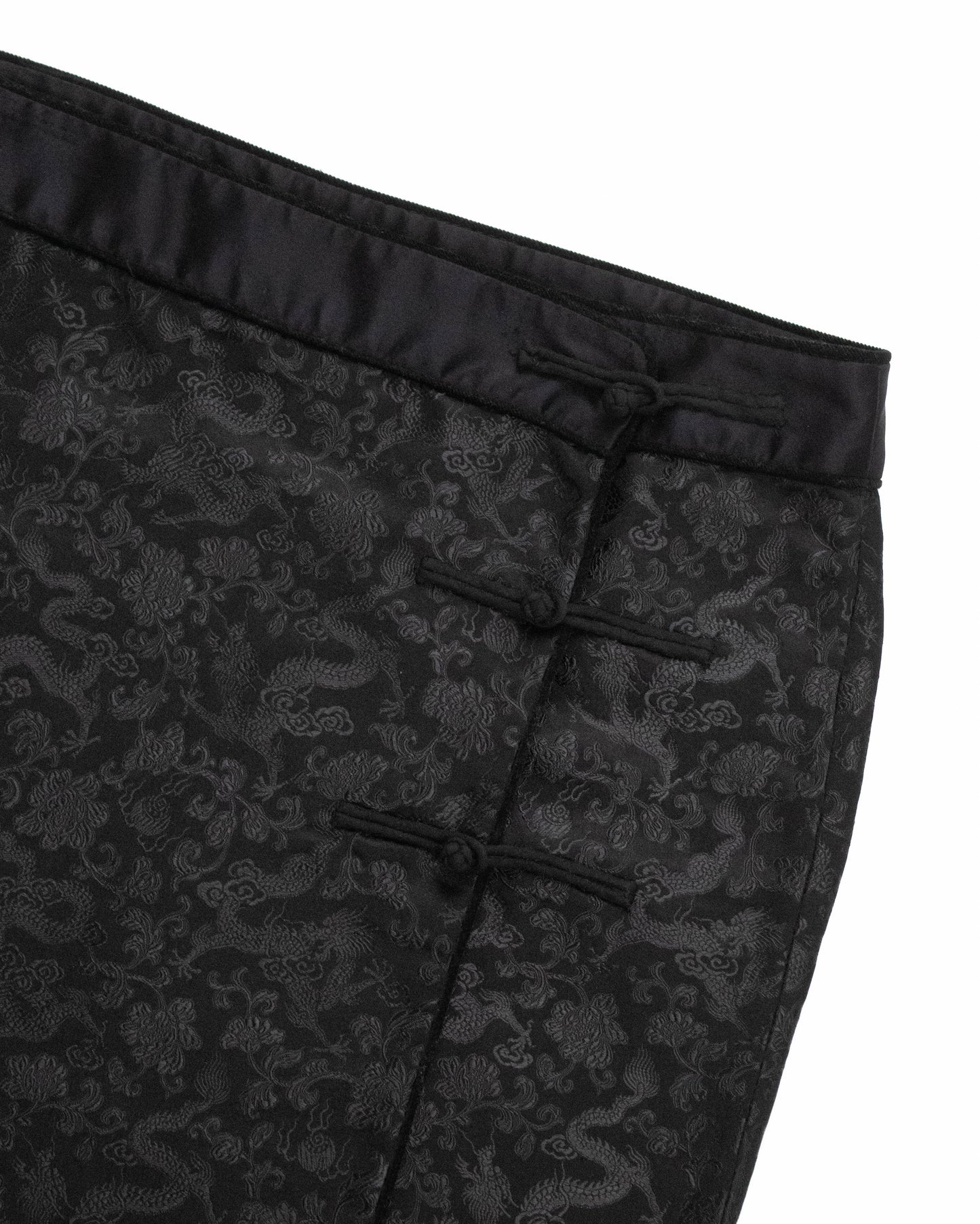 Vintage Philosophy di Alberta Ferretti Black Silk Dragon Brocade Wrap Skirt / IT 42 (S)