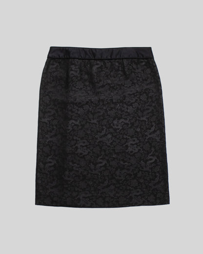 Vintage Philosophy di Alberta Ferretti Black Silk Dragon Brocade Wrap Skirt / IT 42 (S)