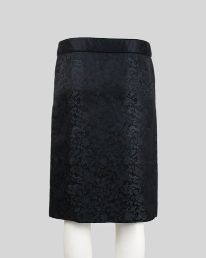 Vintage Philosophy di Alberta Ferretti Black Silk Dragon Brocade Wrap Skirt / IT 42 (S)