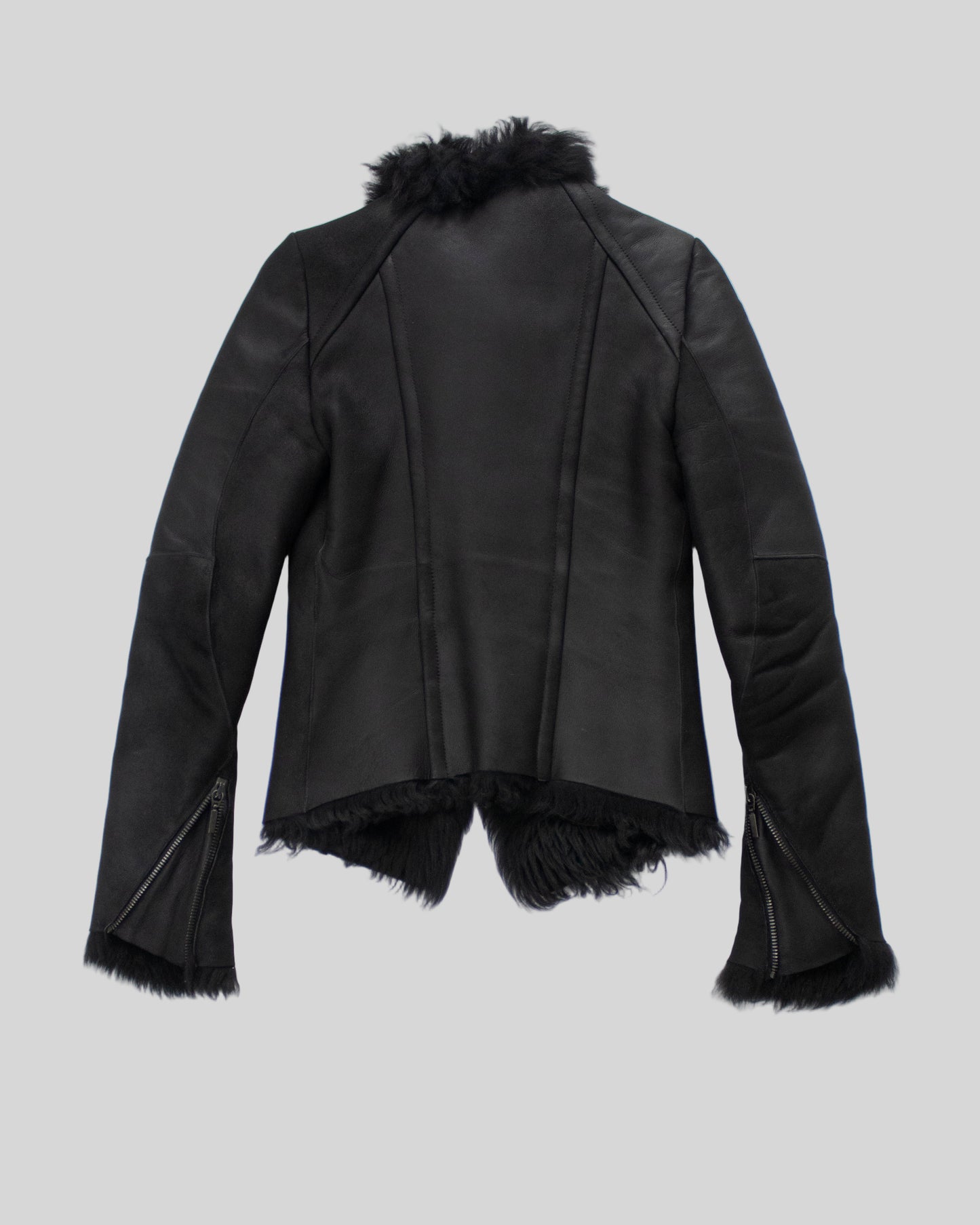 Vintage Plein Sud Black Leather Shearling Jacket / IT 40 (XS)