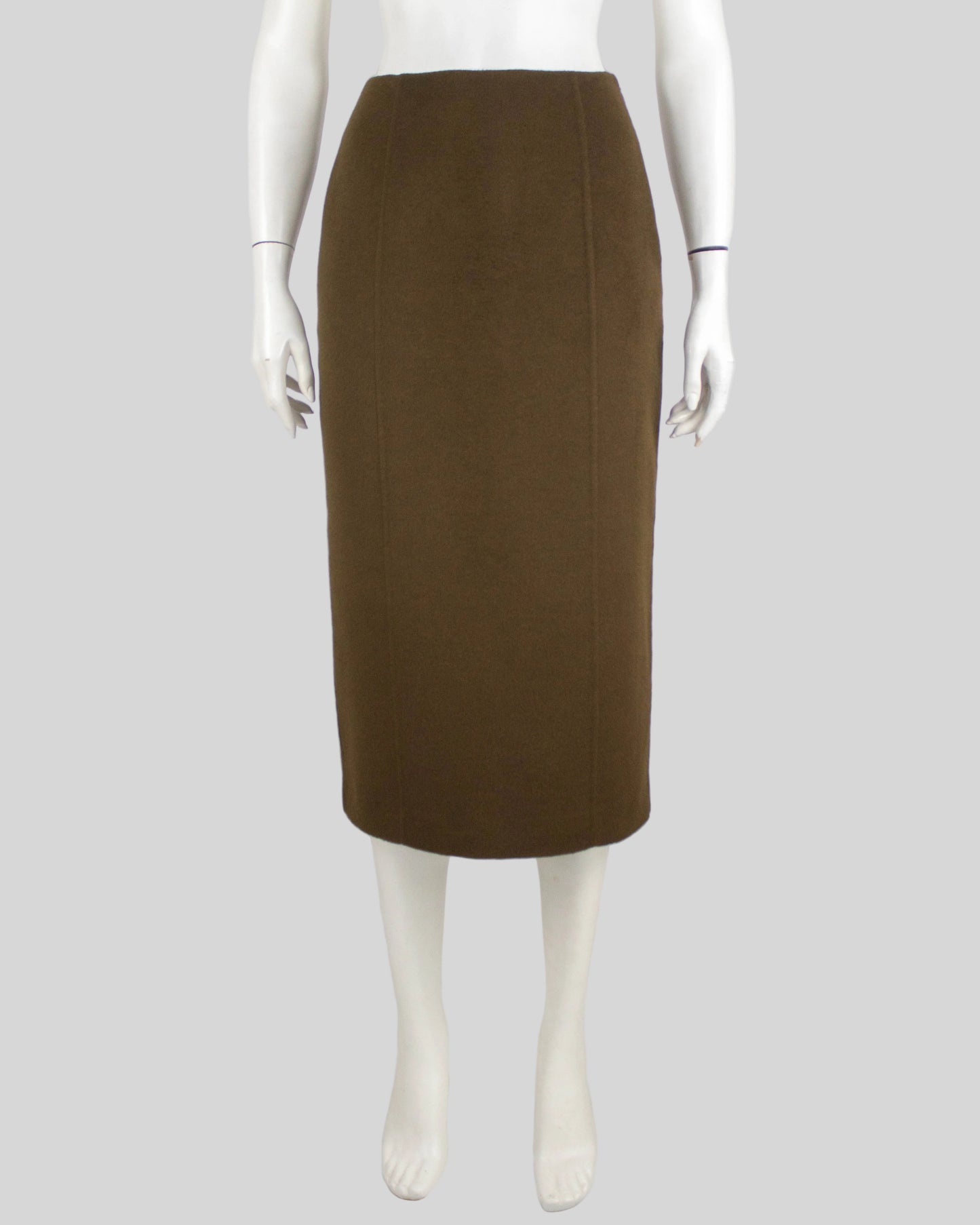 Vintage Prada 1990s Wool Cashmere Midi Pencil Skirt / IT 42 (S)