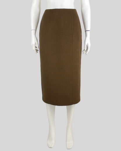 Vintage Prada 1990s Wool Cashmere Midi Pencil Skirt / IT 42 (S)